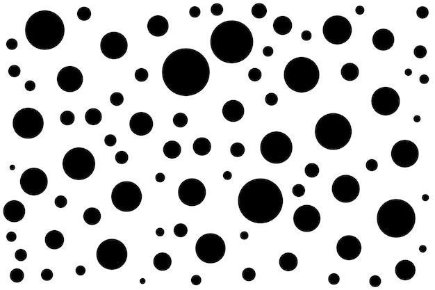 black polka dot pattern on white background