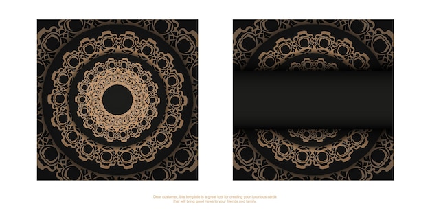 Black postcard with vintage brown pattern for your design.