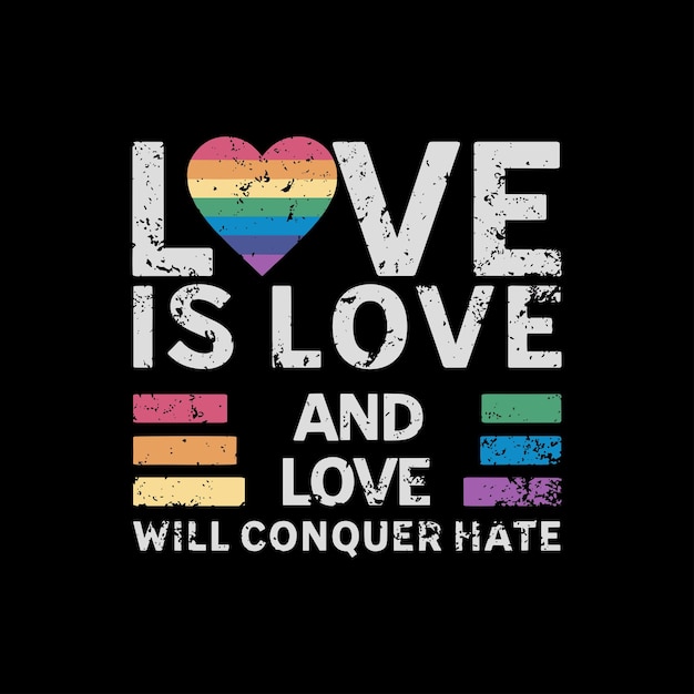 A black poster that says love is love and love will conquer hate.