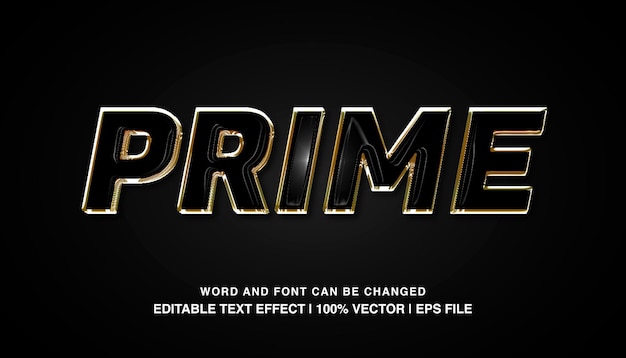 Vector black prime editable text effect template gold luxury style typeface