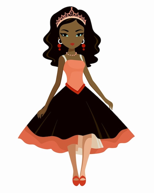 Vector black princess with crown