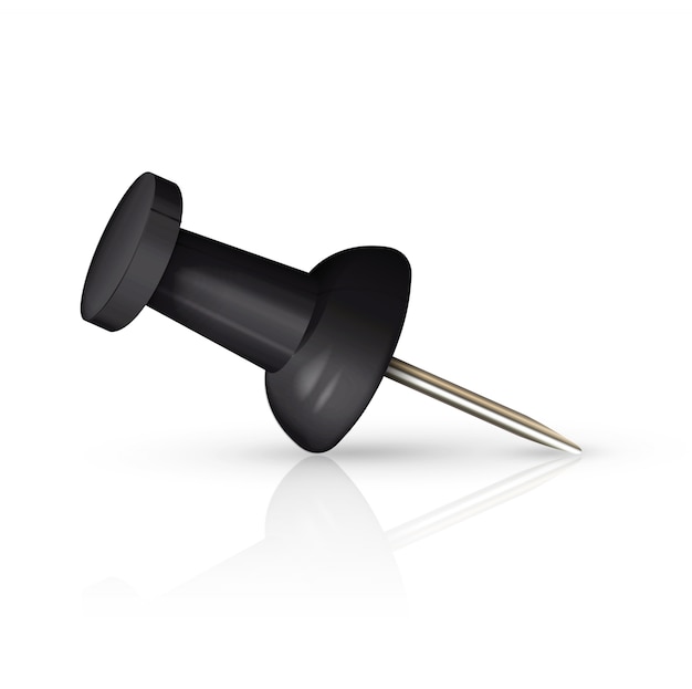 Black pushpin isolated over white