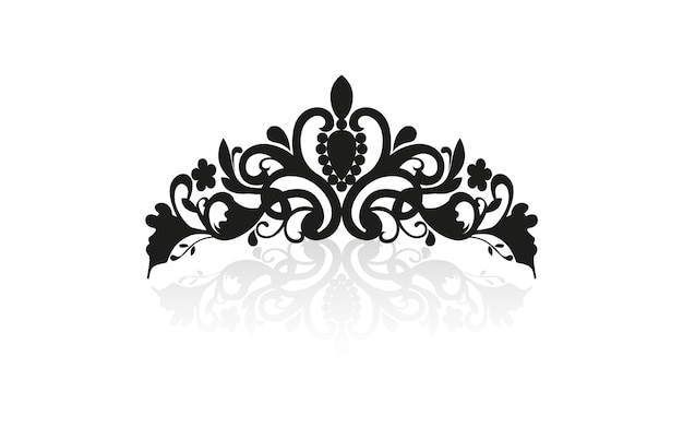 Corona di regina nera su sfondo bianco