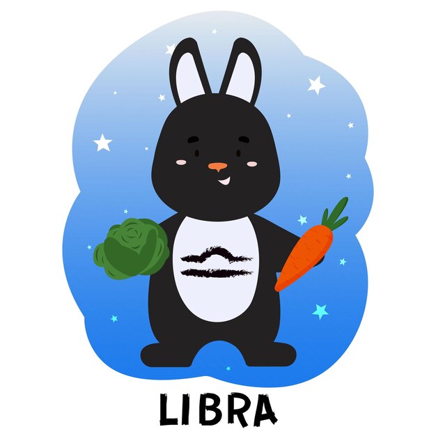 Coniglio nero vestito da segno zodiacale - bilancia