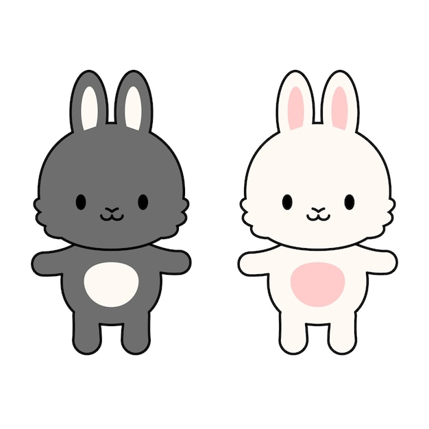 검은 토끼와 흰 토끼 캐릭터.