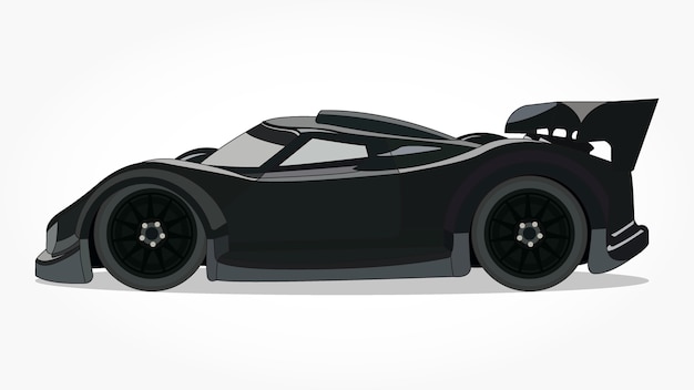 Vector black racing car cartoon with detailed side and shadow effect