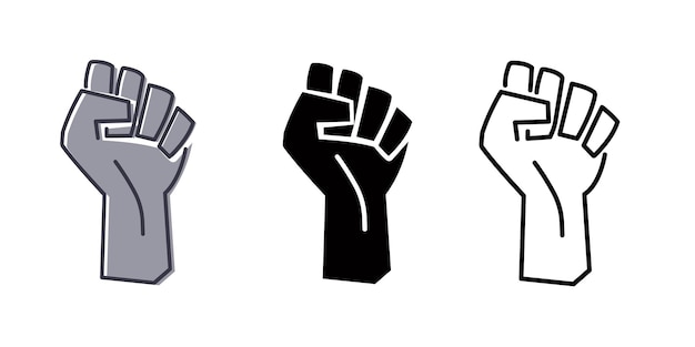 Vector black raised fist protest symbol hands clenched power symbol black lives important protes