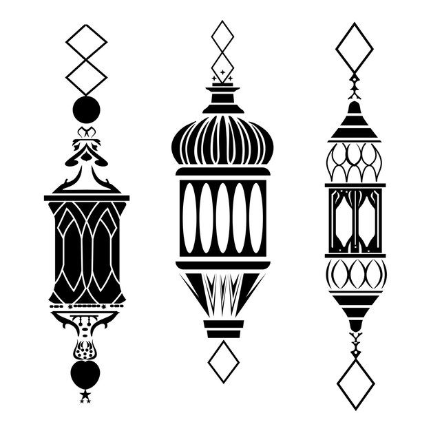 Black Ramadan lantern Art Illustration