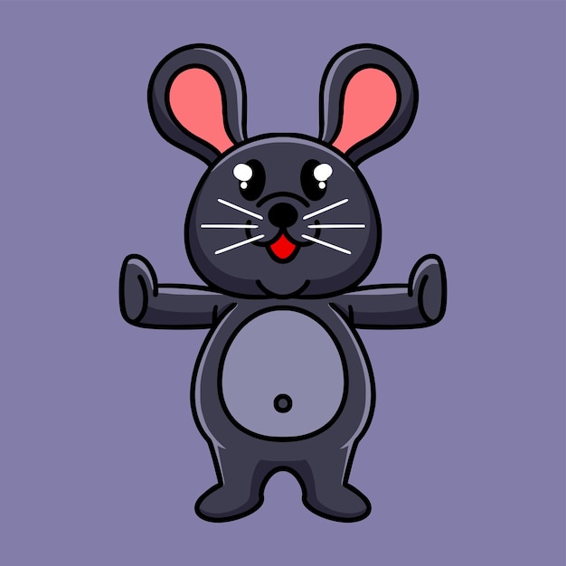 black rat cartoon icon vector