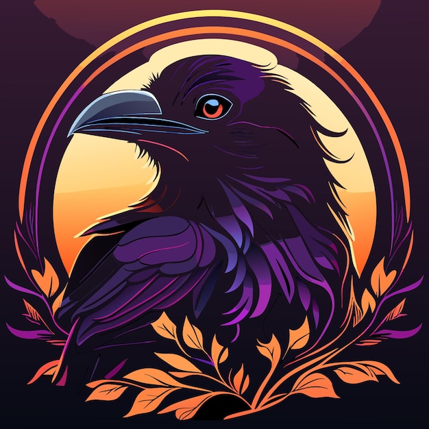 Premium Vector | Black raven isolated on white