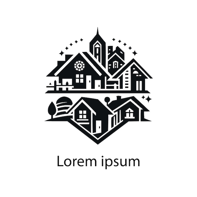 Черный логотип недвижимости на белом фоне