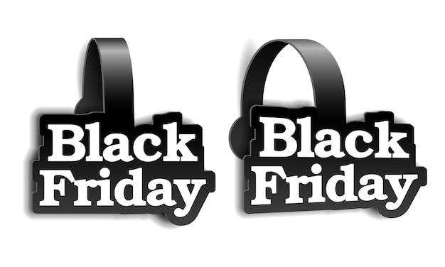 Black realistic advertising wobblers for Black friday super sale