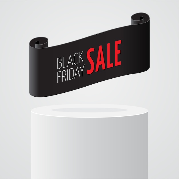 Black realistic curved paper banner 