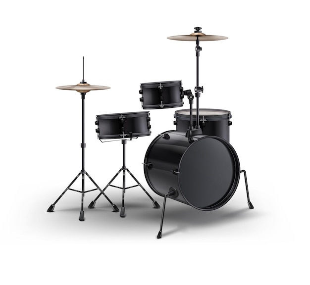 Black realistic   drums isolated on white background