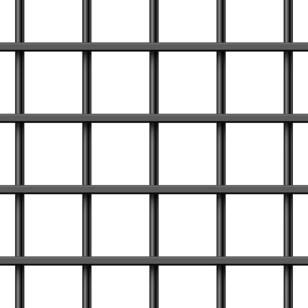 Vector black realistic metal prison bars isolated on white background detailed jail cage prison iron fence