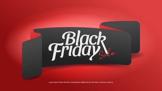 Vector black realistic paper ribbon black friday sale tag promotion design