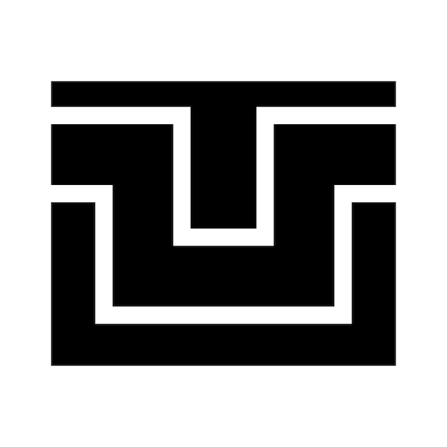 Black Rectangle Shaped Letter U Icon