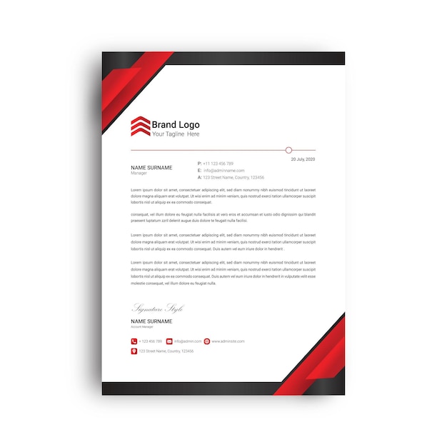 Black and red  Abstract Letterhead Template