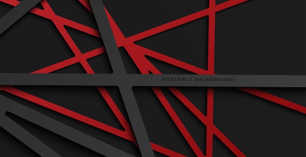 Vector black and red background with dimension shadow and texture, luxury line background concept.