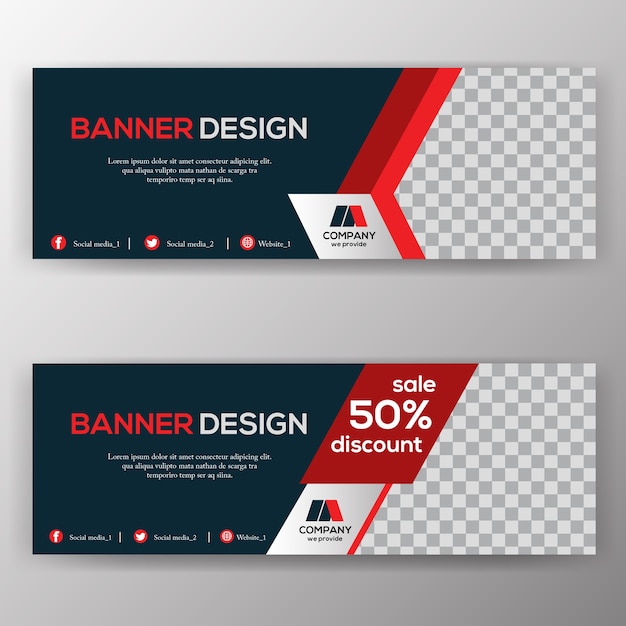 Premium Vector | Black and red banner template design
