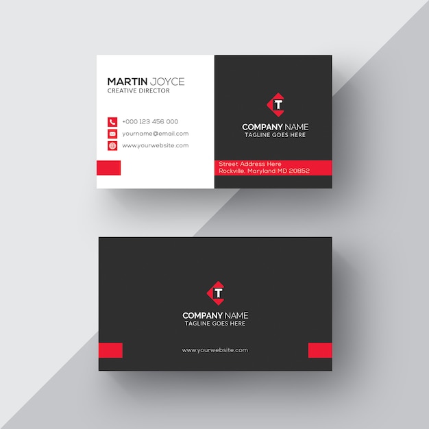 Vector black & red business card template