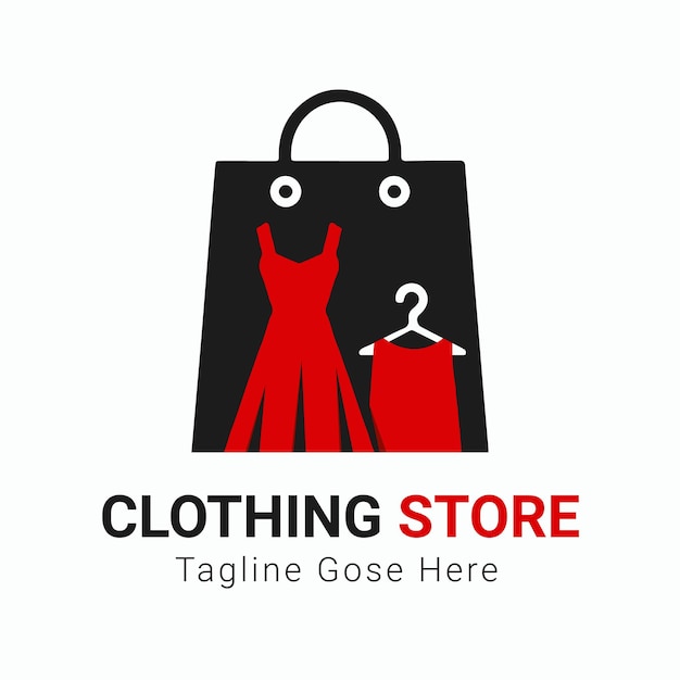 A black and red clothing store logo design
