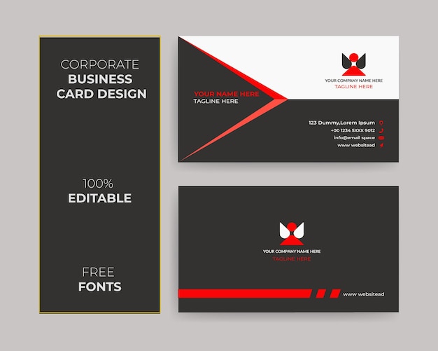 Black and red color Creative and Professional Business card Design