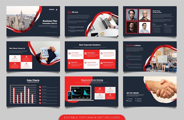 Vector black and red corporate agency and business agency powerpoint template design