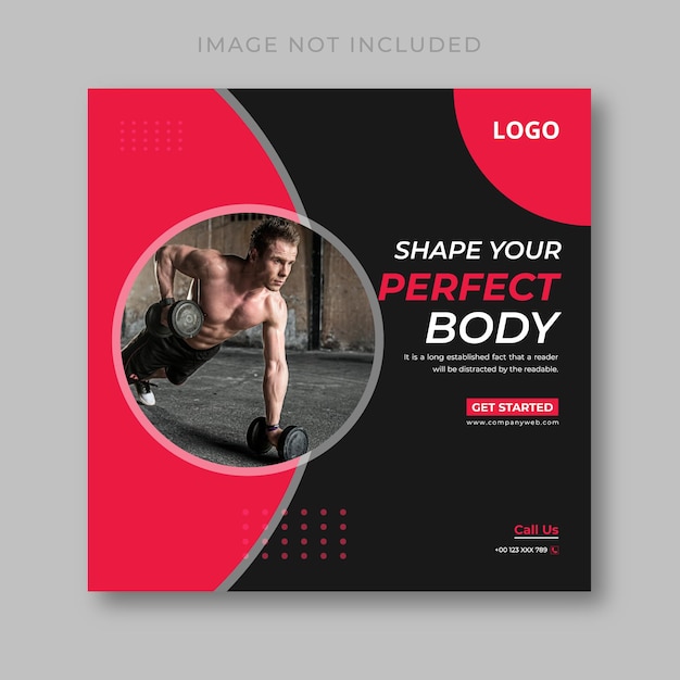 Black and red fitness and gym web banner