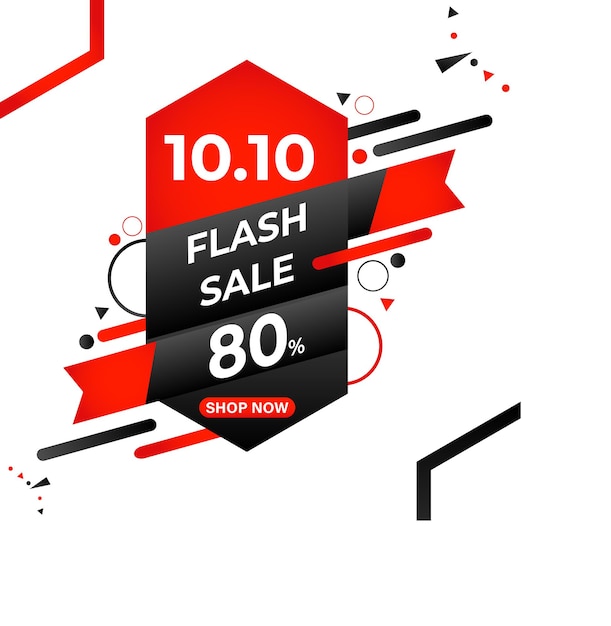 Distintivi di promozione della vendita flash nero e rosso