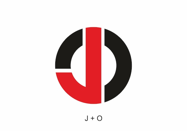 Black and red of JO initial letter