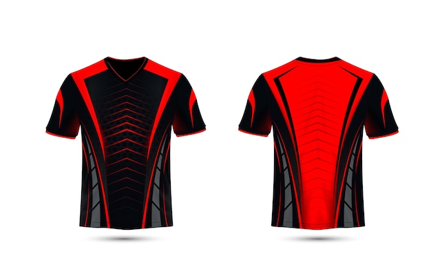 Black and red layout e-sport t-shirt design template