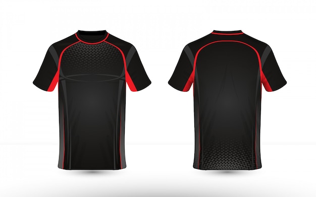 Black and red layout e-sport t-shirt design template