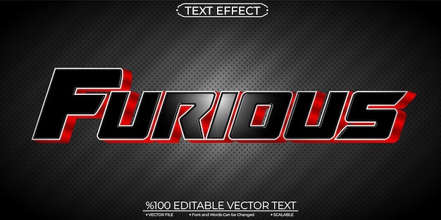 Black and red light furious editable and scalable vector text effect