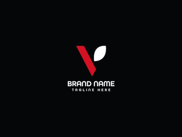 Black and red logo with a v on a black background