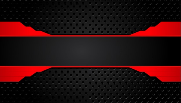 Black and red metal background. vector metallic banner. abstract technology background