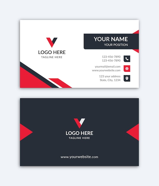 Black and red minimalist business card and visiting card design