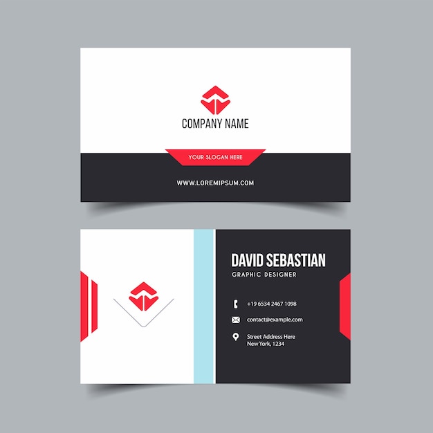 Black and Red Modern Creative Business Card and Name Card Horizontal Simple Clean Template Vector Design