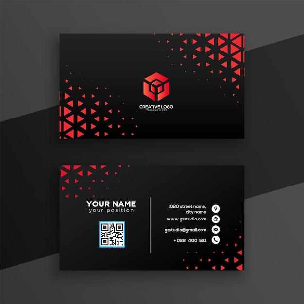 Black red modern professional business card premium free vector