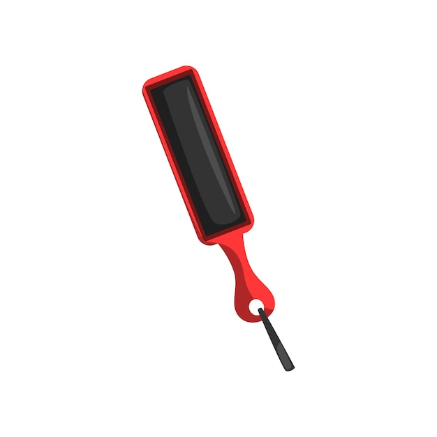 Black and red paddle slap, fetish stuff for role playing and bdsm vector illustration isolated on a white background.