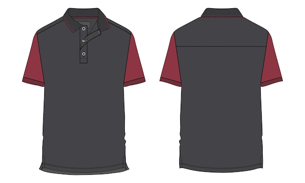 A black and red polo shirt with the word polo on the front.