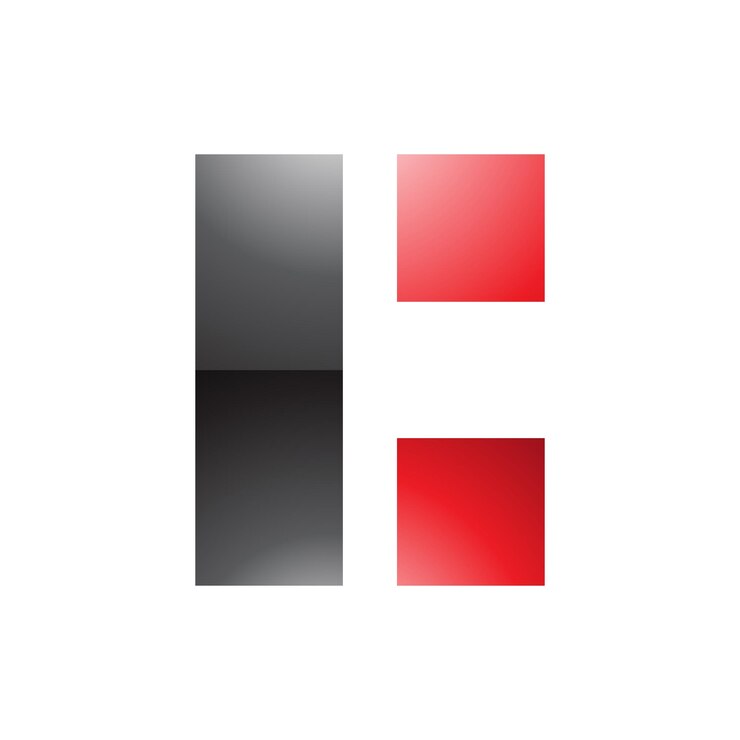 Vector 白の背景に黒と赤の長方形の光沢のある文字 c アイコン