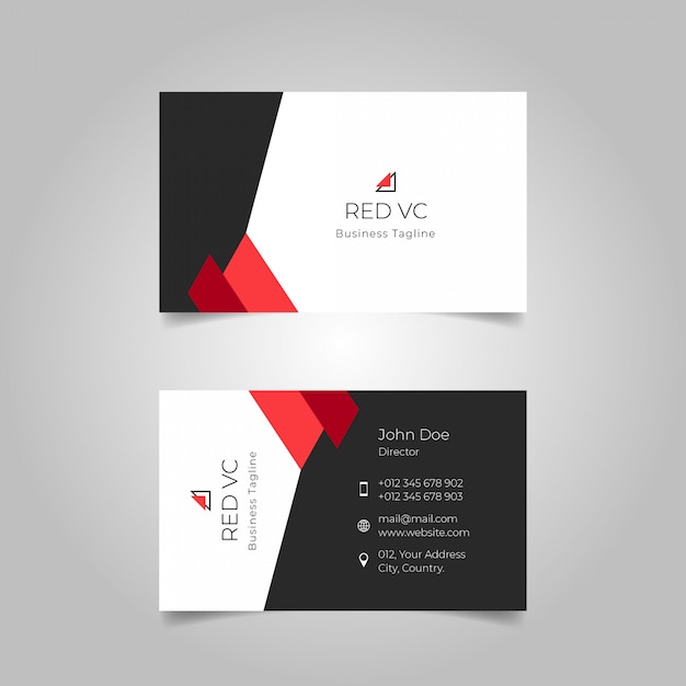 Black red shape business card