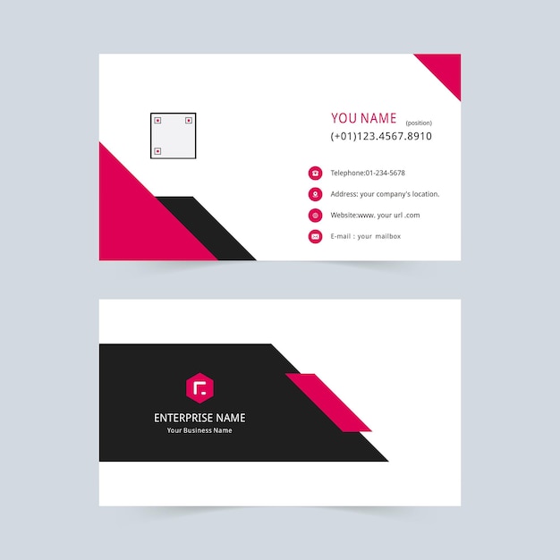 Black and red simple business card