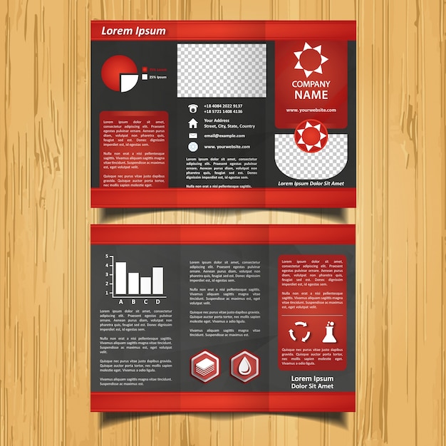 Black and Red Star Brochure Trifold