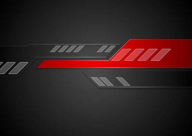 Vector black and red tech geometric background