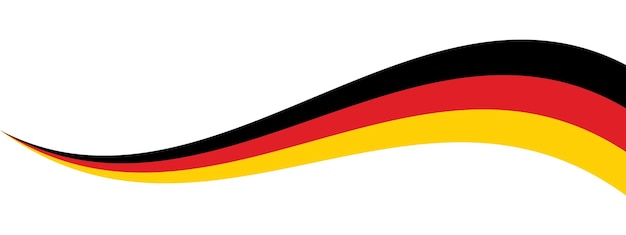 Vector black red and yellow colored curved border background as the colors of germany flag flat vector