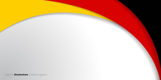 Il disegno di sfondo geometrico nero rosso e giallo con il testo tedesco significa è il giorno dell'indipendenza tedesca