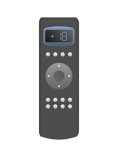 Black remote control from the air conditioner 3d. Realistic vector remote control. Isolated on white background.