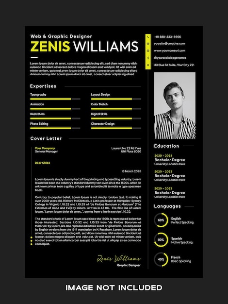 Vector black resume cv